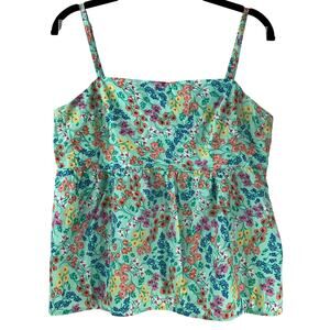 J.Crew Green Paisley Spaghetti Strap Tank Blouse Top Reg Size S